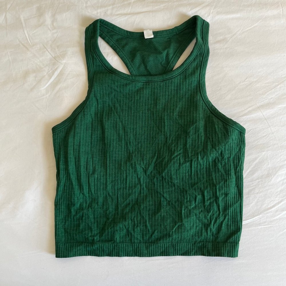 Lululemon Ebb to Street Cropped Racerback Tank Top - Everglade Green